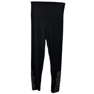 Aerie Black Legging Nude Sheer Cutouts | Women's Medium M | Radial Pattern